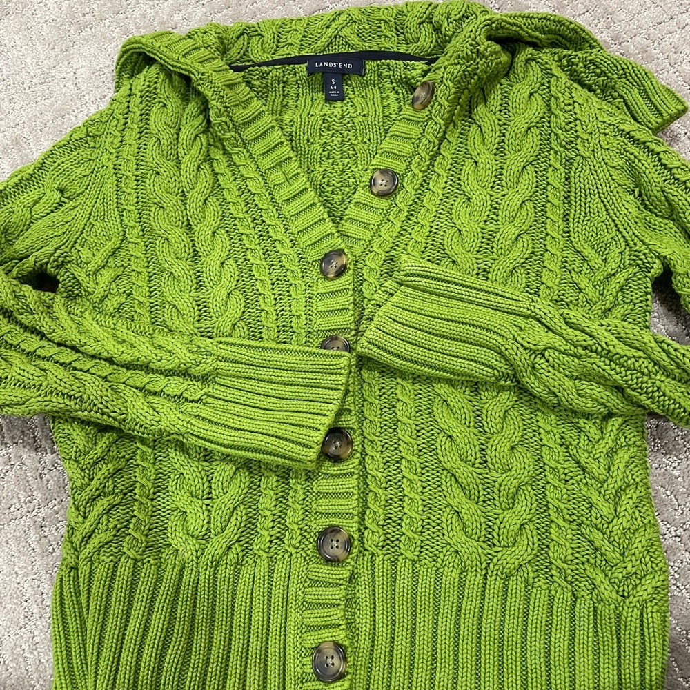 Women’s SM LAND’S END 100% cotton cable-knit sweater